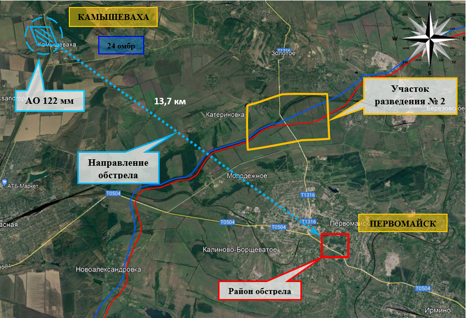 Zone bombardée par l'armée ukrainienne à Pervomaïsk