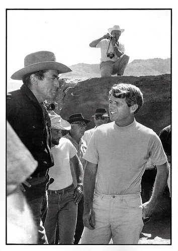 Gregory Peck and Bob Kennedy on the set of Mackenna's Gold (1968)