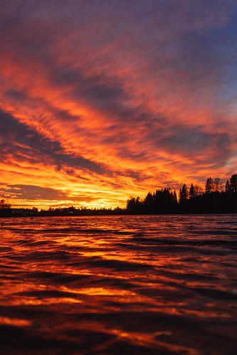 Red sunset over Dalälven by Victor Svensson, autumn avesta dalarna dalälven forest karlbo krylbo landscape nature orange sky sweden water
