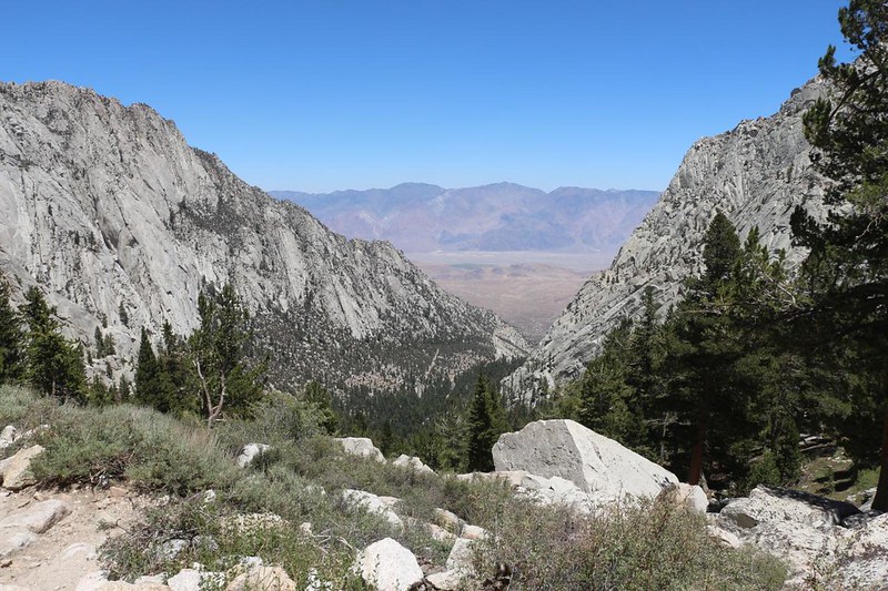 Looking east, down into Whitney Portal and the Owens Valley from the Mount Whitney Trail