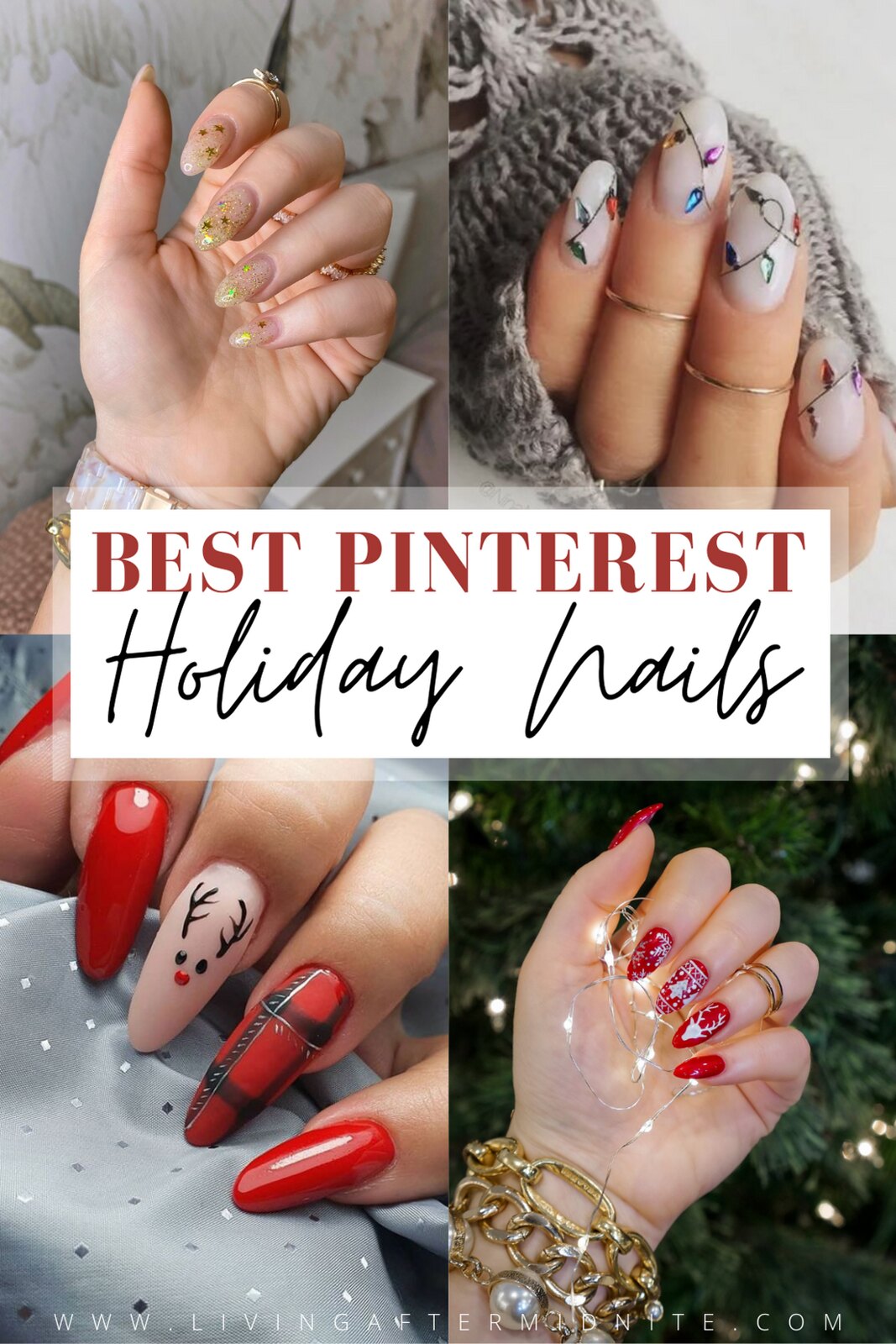 Best Pinterest Holiday Nails | Christmas Nail Art Designs | Xmas Nail Designs | Simple Christmas Nails | Christmas Nail Inspo | Trendy Christmas Nails