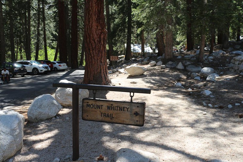 Official Mount Whitney Trail sign on Whitney Portal Road