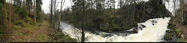 20191110_i3 Panorama of rapids in a rocky canyon | The river Mölndalsån, Risbohults Naturreservat, near Gothenburg, Sweden