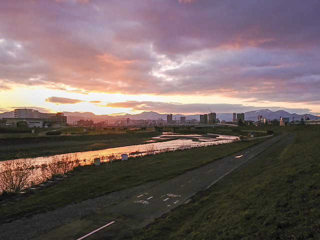 Sunset at Toyohira River, Sapporo - Nov. 20, 2021