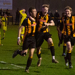 Huntly players celebrate going 3-2 ahead