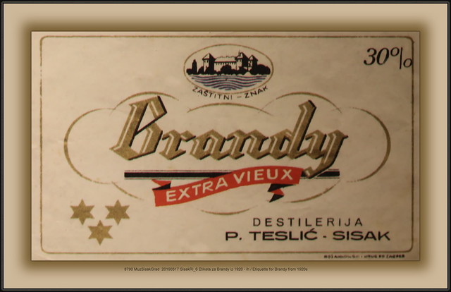 8790 MuzSisakGrad  20190317 SisakRi_6 Etiketa za Brandy iz 1920 - ih / Etiquette for Brandy from 1920s