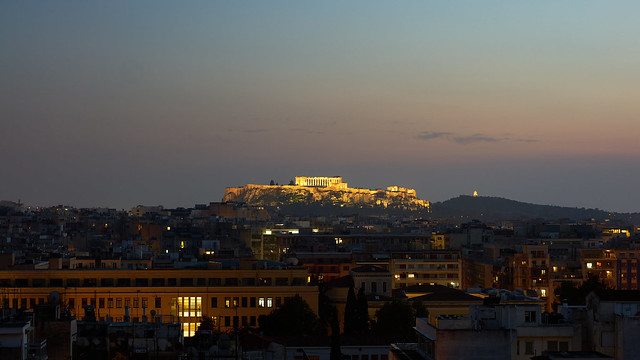 Acropolis of Athens just after sunset