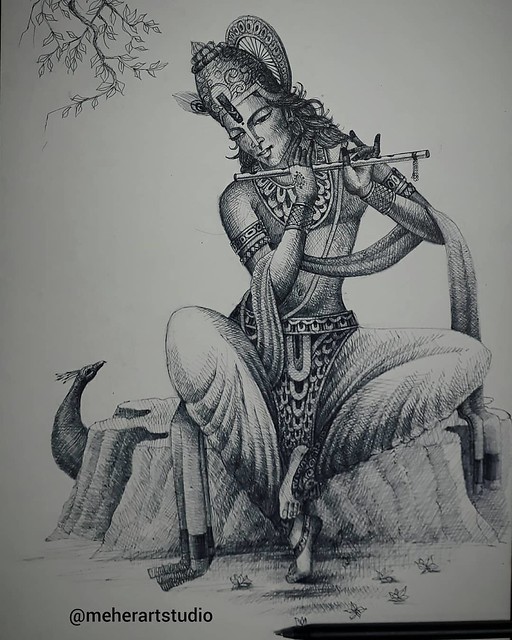 Creative Pen Drawing Tamil God Murugan