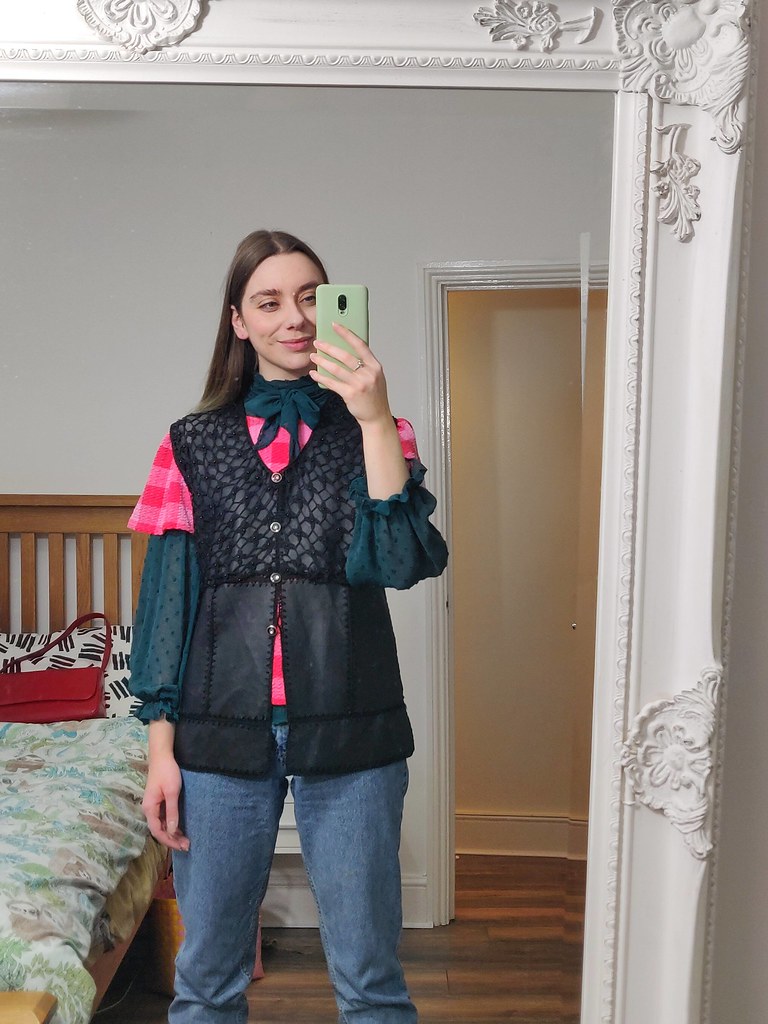 Thrifted Leather Vest Layering Autumn Outfit 2