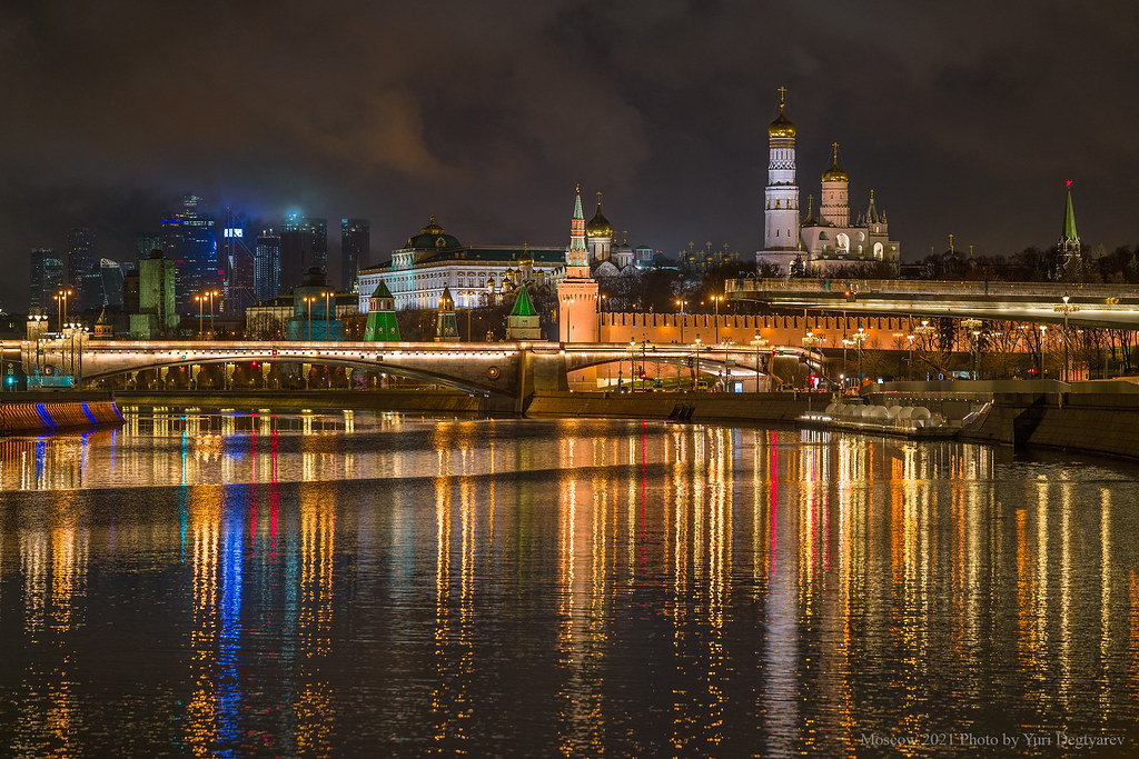 Russia. Moscow. The Kremlin at midnight.
