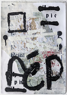 Zavier Ellis 'Liberté XXVIII', 2021 Acrylic, emulsion, spray paint, oil bar, collage, transfer on paper 59.4x42cm