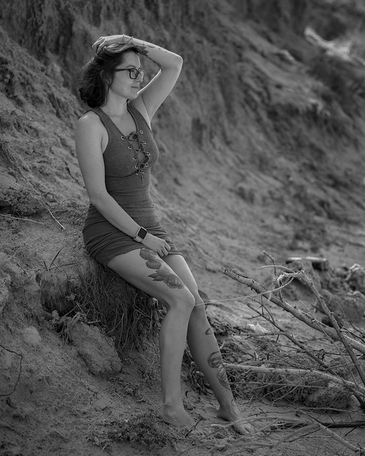 At the wild beach in a short dress