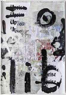 Zavier Ellis 'Liberté XXV', 2021 Acrylic, emulsion, spray paint, oil bar, collage, transfer on paper 59.4x42cm