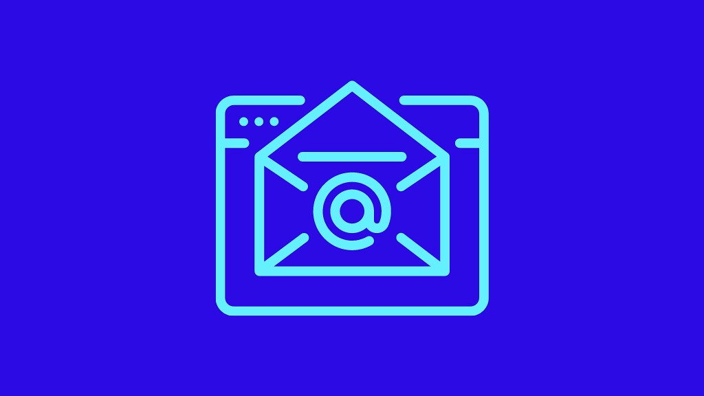 A graphic of an envelope on a blue background
