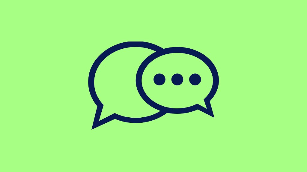 A graphic of speech bubbles on a green background