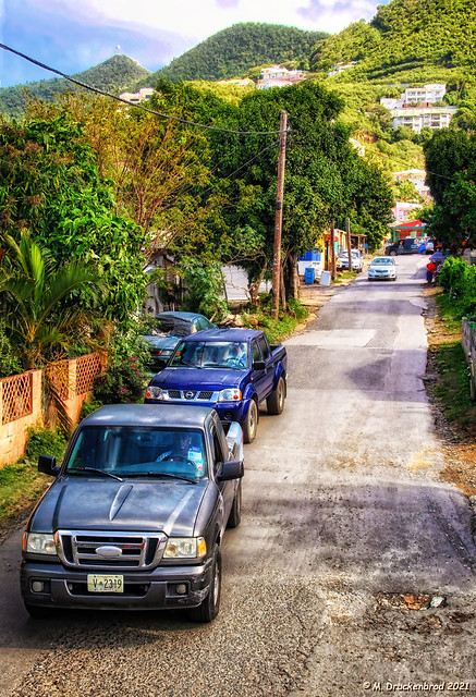 A Couple Pick up Trucks on a side street in Cole Bay Sint Maarten