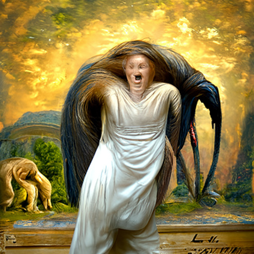 'an oil painting of a nightmare creature by Louis Janmot' Multi-Perceptor CLIP Guided Diffusion Secondary Model Method Text-to-Image