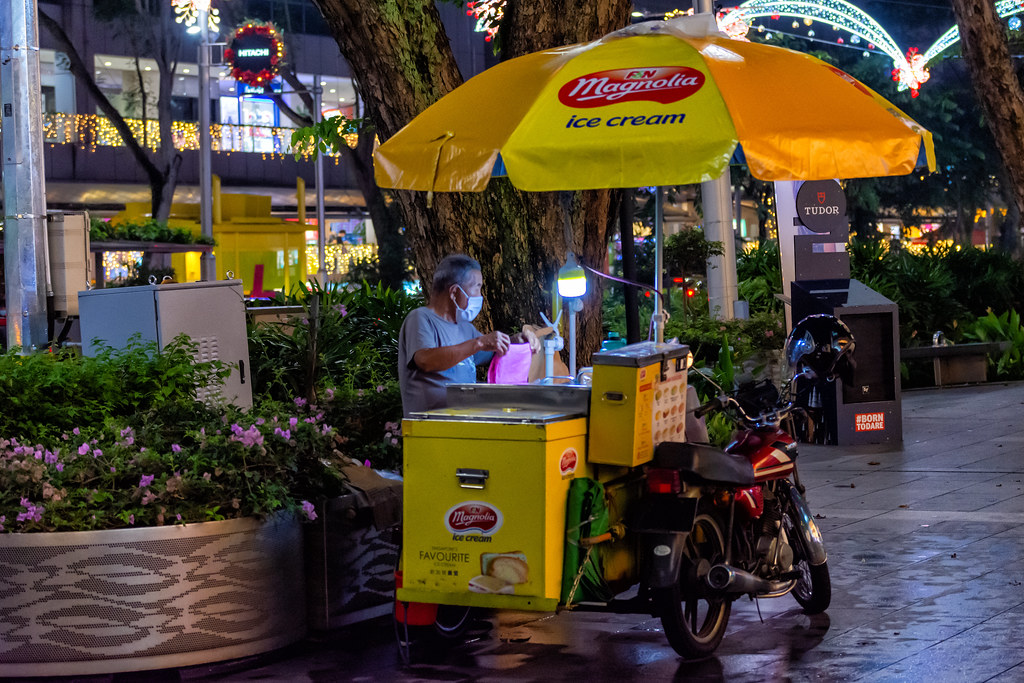 Traditional Singapore Ice Cream Vendor on Orchard Road