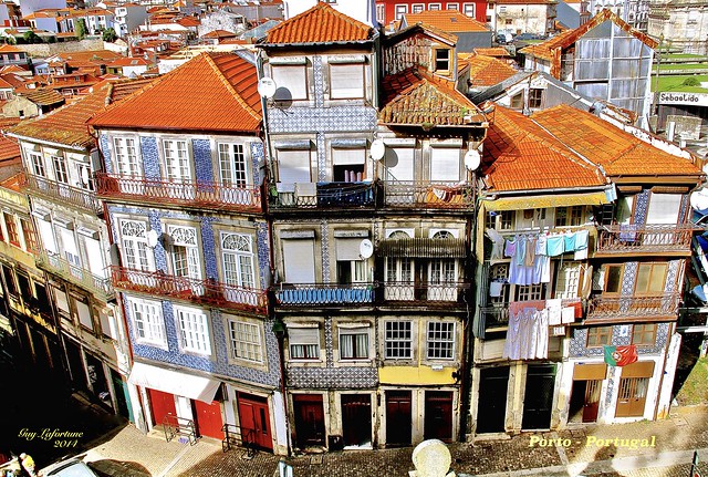 SOME TYPICAL HOUSING on the OLD DISTRICT of PORTO CITY in PORTUGAL