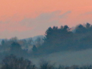 Mountain View, And Mist At Sunrise.