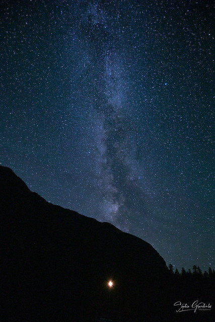 Milky way over a mountain near Princesses Louisa Inlet