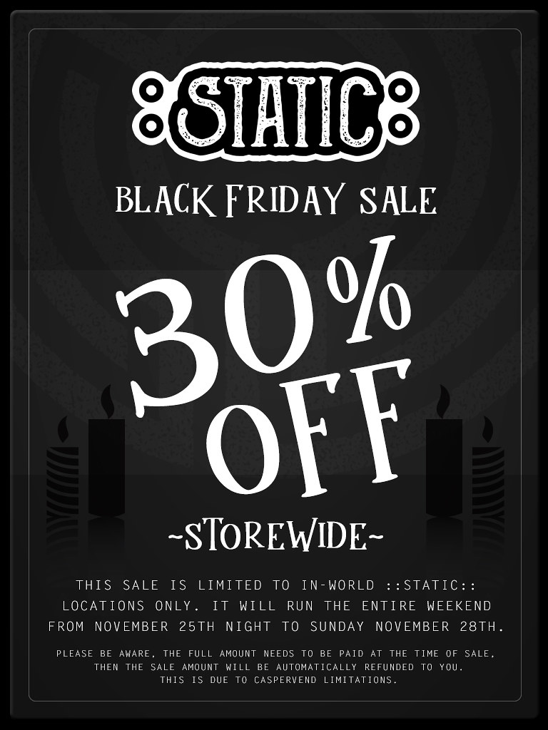 ::Static:: 30% OFF Black Friday Sale!