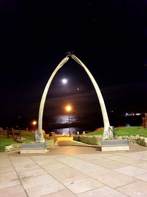 Moon Through Whalebone Arch Whitby