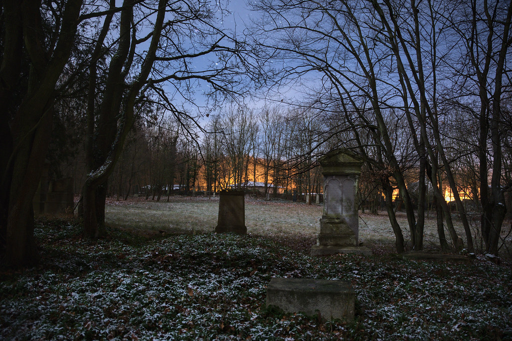 Moonlit cemetery