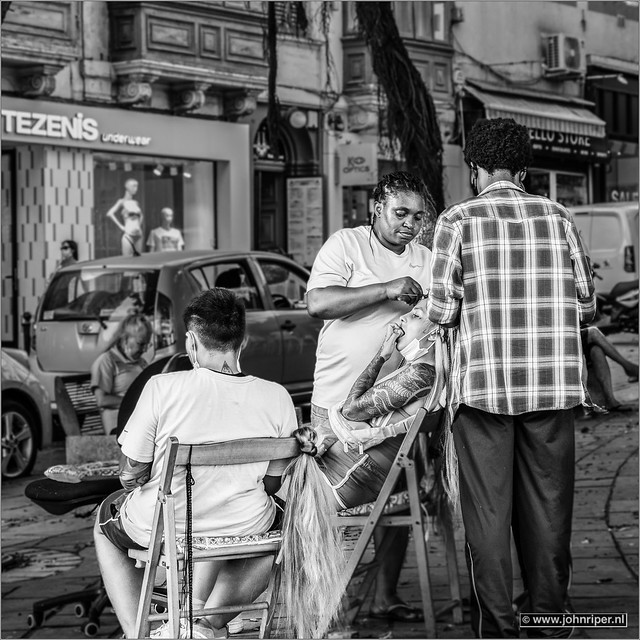 Gozo, Malta - street hairdressers