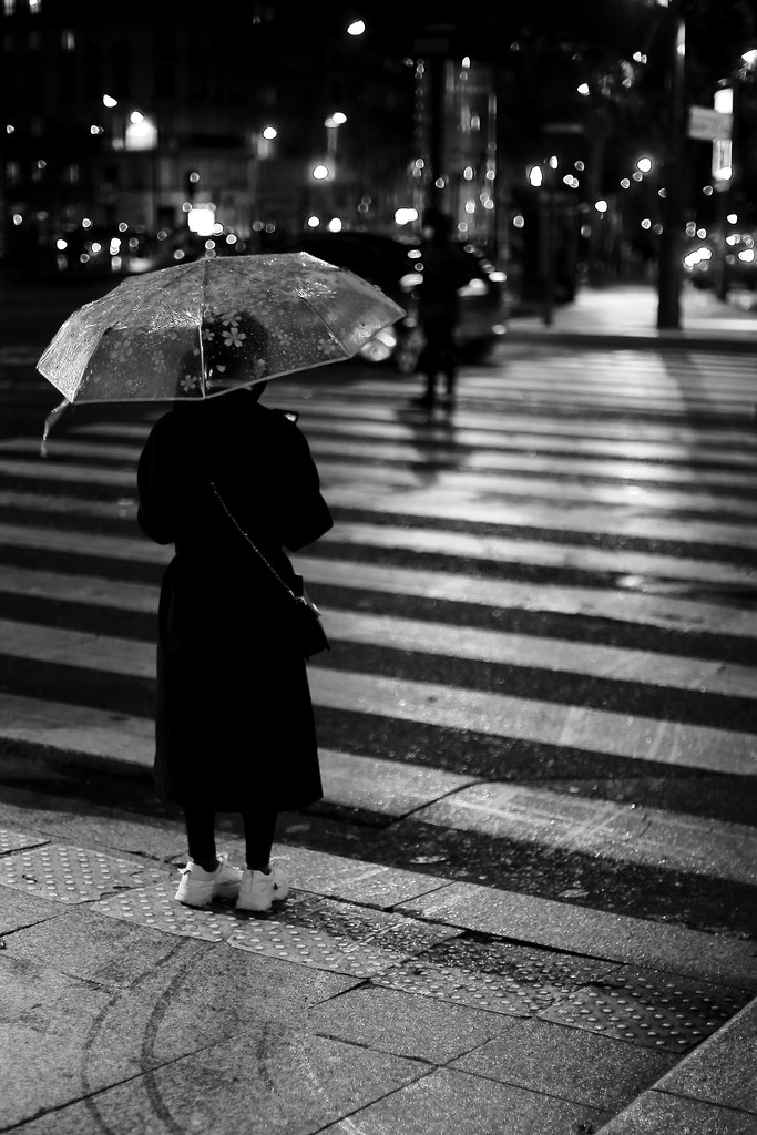 Under the white umbrella