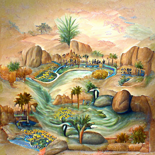 'a detailed painting of a desert oasis' Multi-Perceptor VQGAN+CLIP v3 Text-to-Image