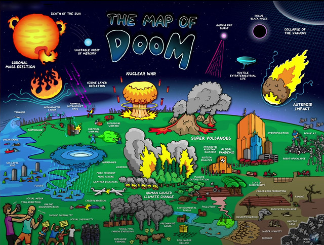 Just as the world is worrying about the new Omicron strain of the Covid-19 virus, I'm also concerned about all the other ways in which life as we know it can quickly change or disappear. I bring to your attention THE MAP OF DOOM!