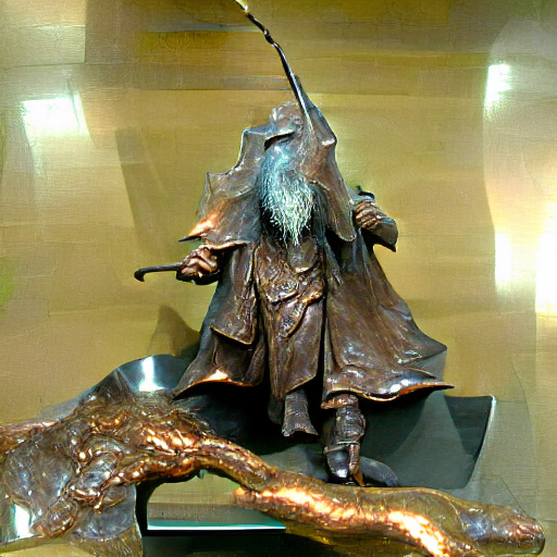 'a bronze sculpture of Gandalf' Multi-Perceptor VQGAN+CLIP v3 Text-to-Image
