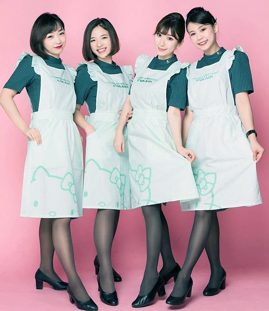 In white long aprons