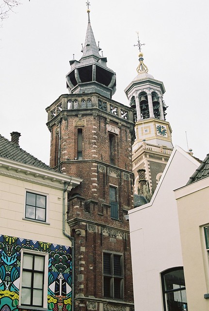 Kampen, the towers of the medieval City Hall and 