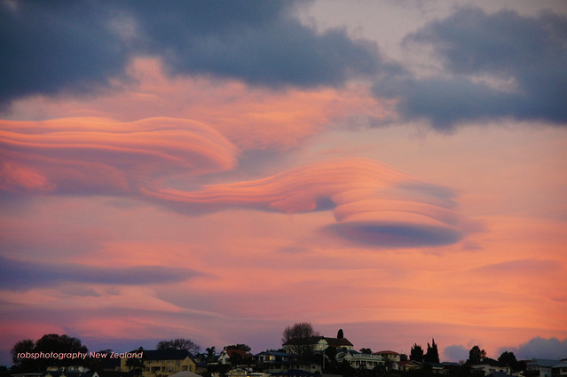 Lenticular Clouds Sunset Napier New Zealand