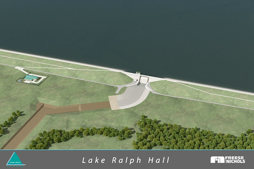 Rendering of the Lake Ralph Hall Dam and Spillway Sept. 2021