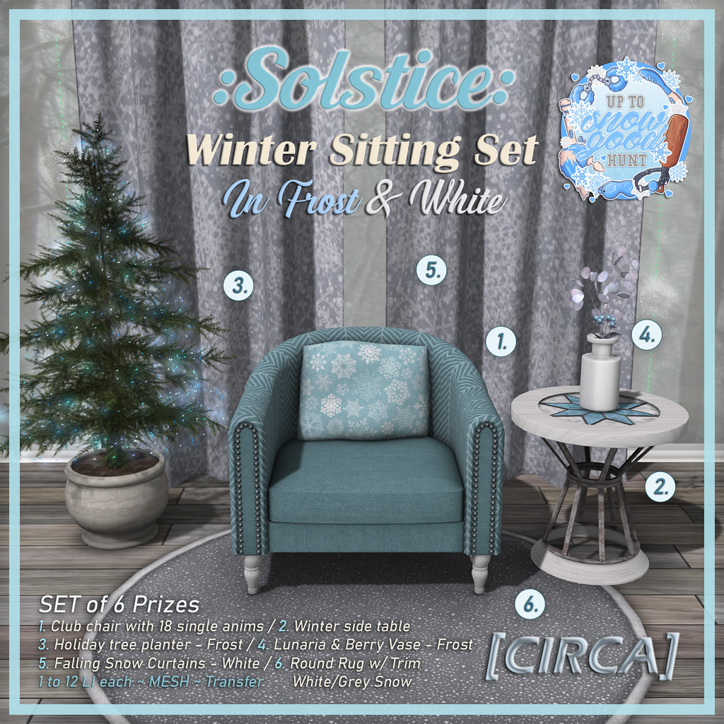Up To Snow Good Hunt @ ATCSL | [CIRCA] – Solstice – Sitting Room Set – UTSG Hunt Prizes