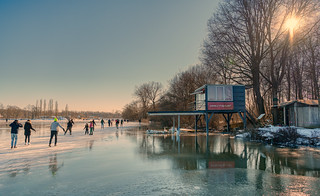 Ice skating at De Rooije Plas, Handel, The Netherlands.