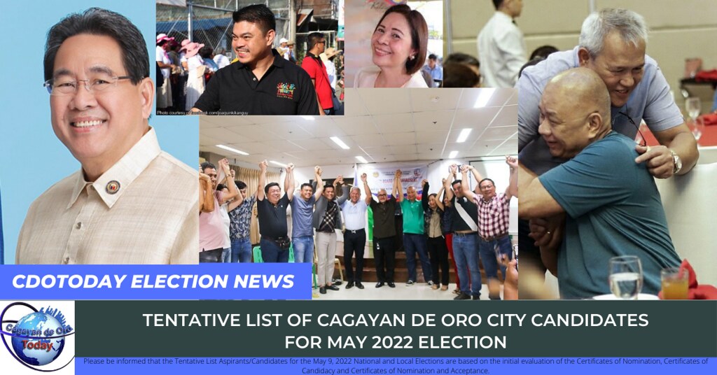 Tentative List of Cagayan de Oro City Candidates for May 2022 Election