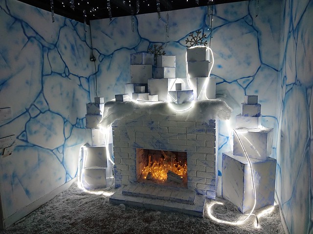 The Snow Village at the House of Fraser - Fireplace in The Ice House