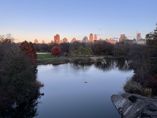 Turtle Pond and the Great Lawn as seen from Belvedere Castle Central Park NYC New York City USA