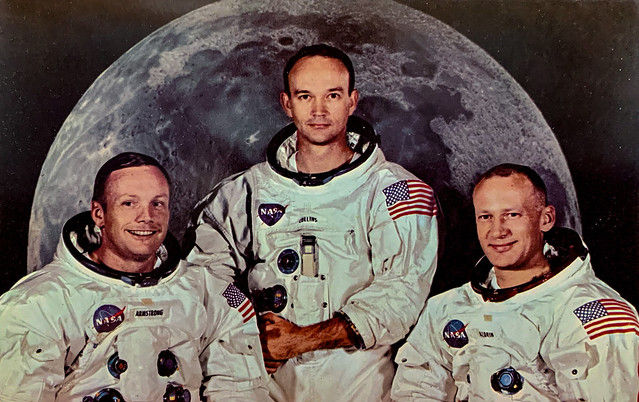 “Apollo 11 Astronauts.”  Postcard CC25931 from Official NASA Film. Color by Mike Roberts.