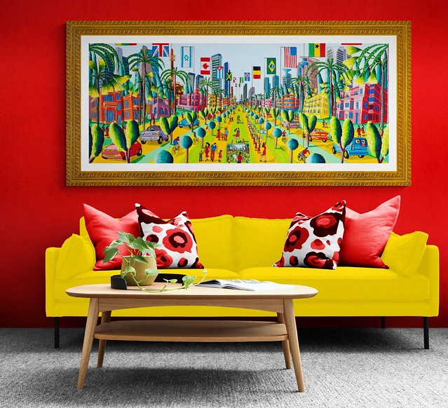 קיר אדום ציורי תל אביב להלביש את הבית בצבע עיצוב פנים הדירה בצבעים עזים הום סטיילינג לדירה צבעונית רפי פרץ צייר