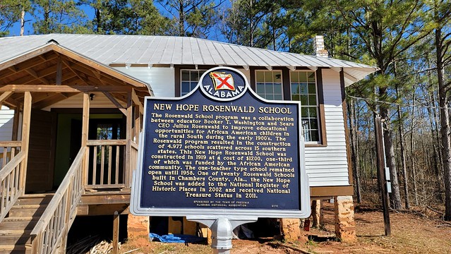 A sign outside the New Hope Rosenwald School