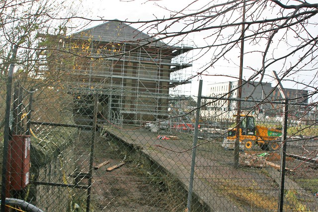 The platform at the former Caledonian Railway Granton Gas Work Station currently being renovated, 4 December, 2021.