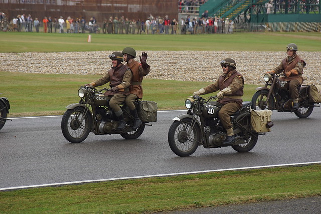 BSA M20 WD 1944 (left), 75th Anniversary of the Victory Parade, Goodwood Revival Meeting