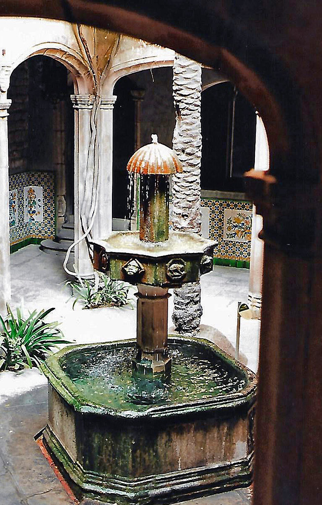 Barcelona, Carrer de Santa Llúcia,  Casa l'Ardiaca, fountain in the courtyard