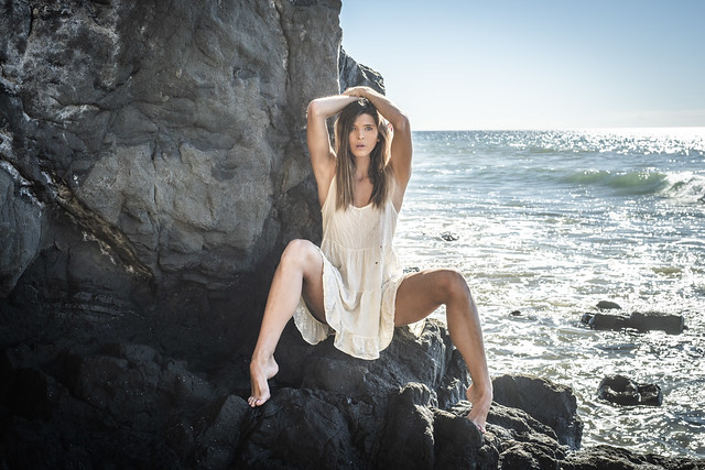 Beautiful Swimsuit Bikini Model Goddess White Beach Dress Malibu Beach!