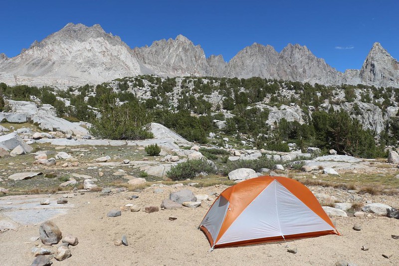 My tent in Dusy Basin with one of the best views in the High Sierra - I could have hiked further, but why bother
